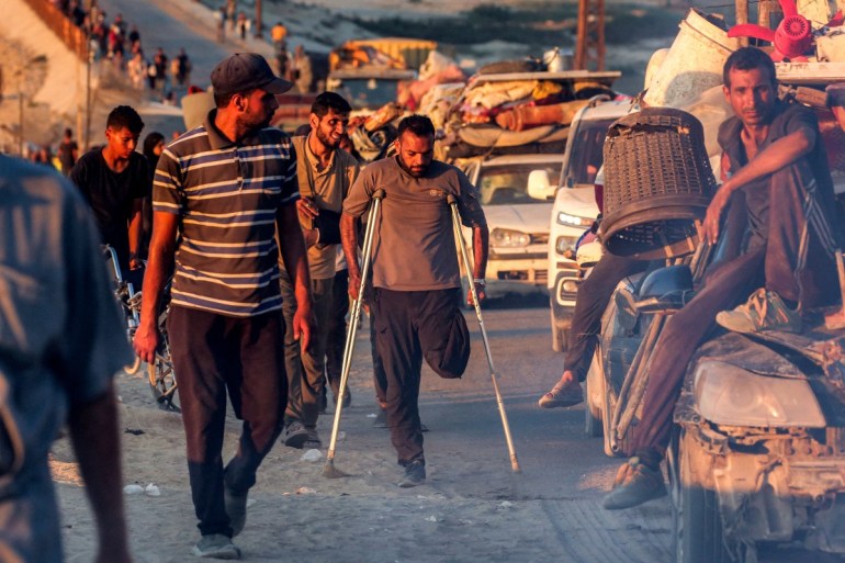 Palestinians flee Israeli bombing of Gaza City to ‘unknown’ in al-Mawasi | Israel-Palestine conflict News | Al Jazeera