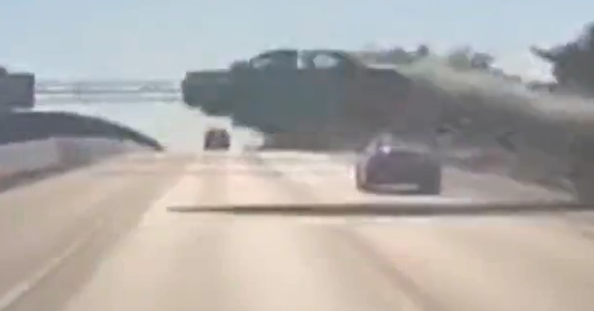 Car goes airborne over Long Island highway