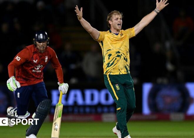 England vs South Africa: Tourists win rain-affected opening T20 in Cardiff