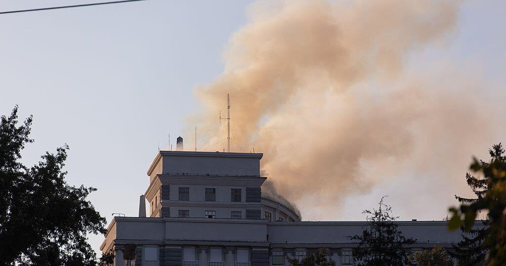 Ukraine government building in Kyiv damaged in largest Russia aerial attack of the war